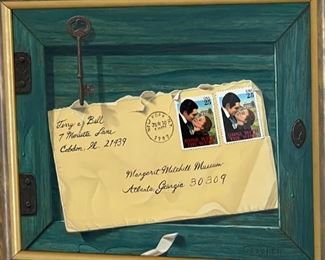 *Original* Art Donald Clapper Frankly My Dear  Oil Painting Which Stamp is Real Trompe l’Oeil Margaret Mitchell Gone With The Wind	Art: 8x10in	
