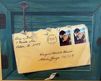 *Original* Art Donald Clapper Frankly My Dear  Oil Painting Which Stamp is Real Trompe l’Oeil Margaret Mitchell Gone With The Wind	Art: 8x10in	
