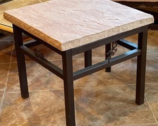 Flagstone Iron Frame Rustic Western End Tables PAIR	22x24x24in	HxWxD
