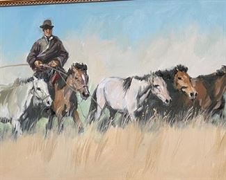 *Original* Art Man with 5 Horses Painting	15 x 22	
