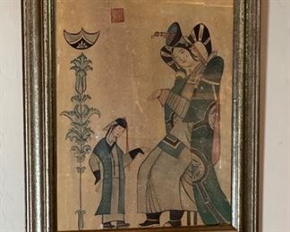 *Original* Art Mongolian Duo  Painting on Canvas	Frame: 17x14in	
