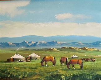 *Original* Art Horses on Prairie Mongolian Yurt	15x19in	
