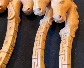 5pc Mongolian Ceremonial Carved Wood Spoons Horse Head Hand Carved	Lg: 10in	
