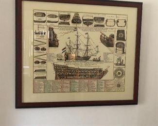 Antique Print tall ship