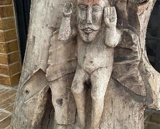 Primitive carving arc angel from French farm house 18th century