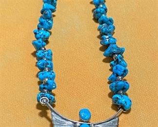 Large 14” Turquoise and sterling