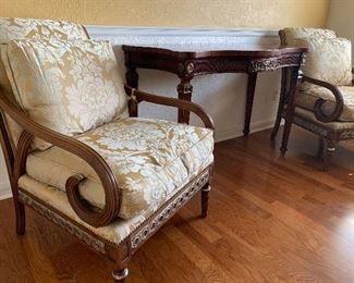 Neo-Classical style arm chairs and console table: very good condition