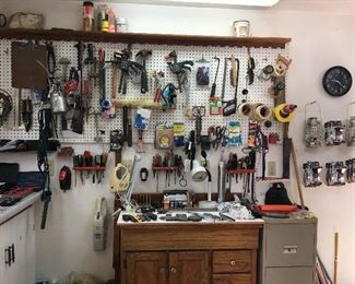 Need tools? We have an entire garage full! Hand and power tools,  utility items, screwdrivers, hammers, saws, wrenches, pilers, clamps, and more!