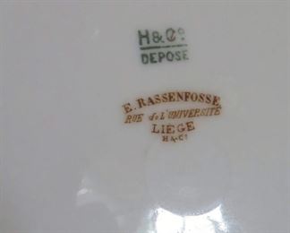 H&Co/Depose (Haviland & Co) mark dates to around 1887 and was retailed by E. Rassenfosse in Liege, Belgium.