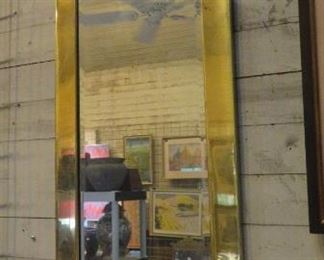 Striking vintage Mastercraft brass hall mirror