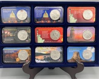 Nine Uncirculated Silver American Eagle Dollars