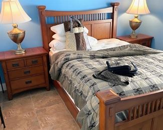 Queen bed frame and matching nightstands
