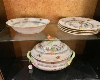Herend "Indian Basket Multi" Soup Tureen, vegetable bowl and dinner plates