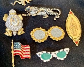 Vintage fashion pins by Valentino, Carlisle,  Ann Hand, Carolee and others