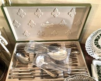 Super elegant Christofle silverware and serving pieces.