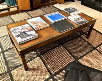 Campaign coffee table with brass inlay.