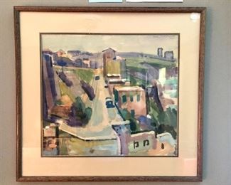 Rudolf Dimai, European street scene, 17.5x19.5” watercolor. MCM 