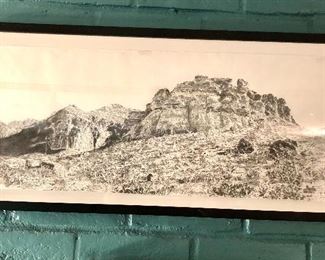 Jim Malone, Texas artist, untitled mountain scene, 11x27”.