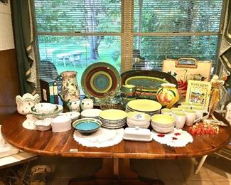 Italian Bellini platters, hand painted Austrian pitcher. 