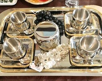 Chrome and brass coffee service. Modern. Elegant. 