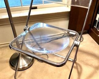 Mid Century Modern MCM lucite plia folding chairs possibly Giancarlo Piretti.