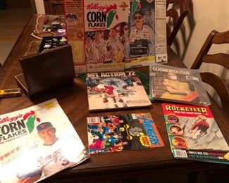 corn flake boxes, comic books, collector programs, Vintage Cosmo magazine