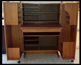 Copy of Mummenthaler and Meier Teak "Magic Box" Fold Out Secretary Desk