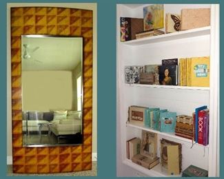 Huge Floor Mirror and Selection of Books and Hand Made Paper Books 