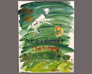 Original Debra Barr Smith Oil Painting; The Cow Jumps Over the Moon