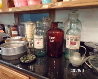 misc vintage bottles & jars