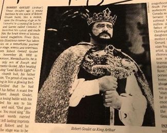 Robert Goulet's Autograph from Camelot