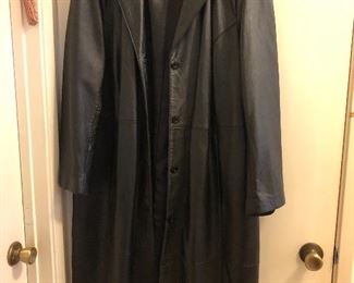 Full Length Leather Trench Coat - Plus Size