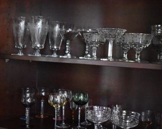 Assorted Gorgeous Crystal Stemware, many etched with Imperial Candlewick Stems