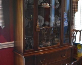 Lovely China Cupboard with Double Doors and 3 large Drawers filled with Silver, Crystal, China and more!