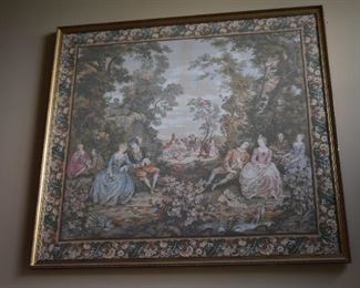 Gorgeous Antique Tapestry purchased in Europe many years ago and custom framed. It is 6' x 6' and is beautifully framed and hanging in the entryway.