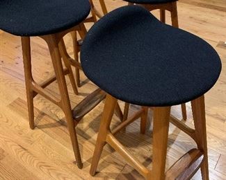 Four bar stools from Denmark Teak and Rose wood. By O.D. Nobler. A-S