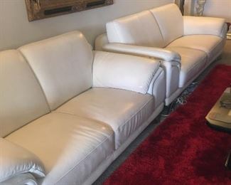 White Leather Sofa & Love Seat