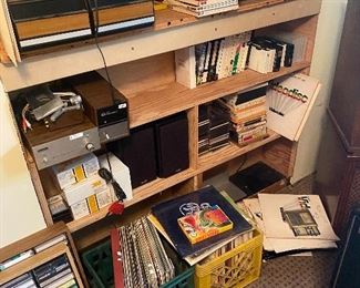 Records, cassettes, vintage electronics