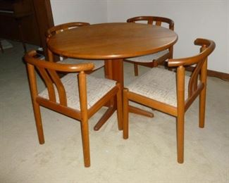 Beautiful Mid-Century Table w/4 Chairs signed K S Made in Denmark