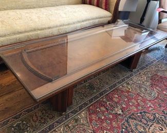 Wood passage door coffee table with glass top!!