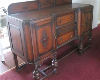 Ornate Solid Wood Buffet Style Hutch
