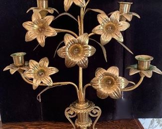 Gold floral candelabra