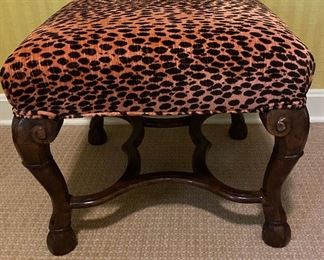 Leopard upholstered bench