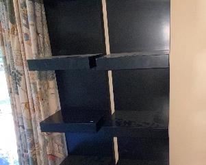 Pair of black lacquer shelves