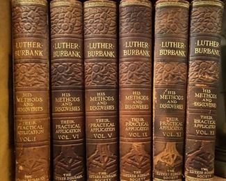 set of Luther Burbank leather books