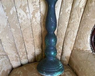 Vintage tall McCarty candlestick, signed McCarty’s, Merigold Miss, 20" tall, early glaze