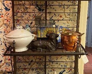 iron baker's rack, copper cookware, and more