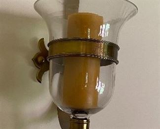 Pair of large Chapman brass and glass sconces