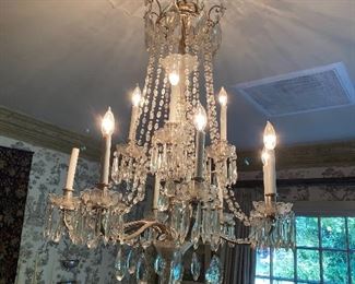 Beautiful crystal on silver arms chandelier