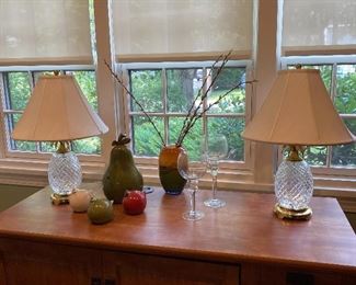 pair of Waterford crystal pineapple lamps